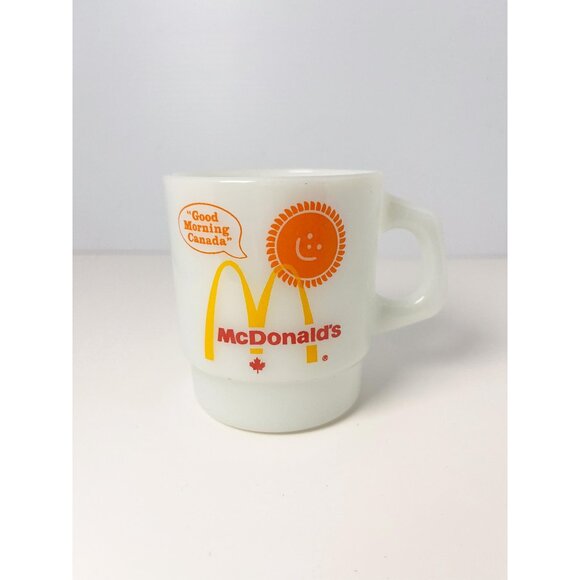 Vintage McDonalds Good Morning Canada coffee mug - Milk Glass by Anchor Hocking - Picture 1 of 7